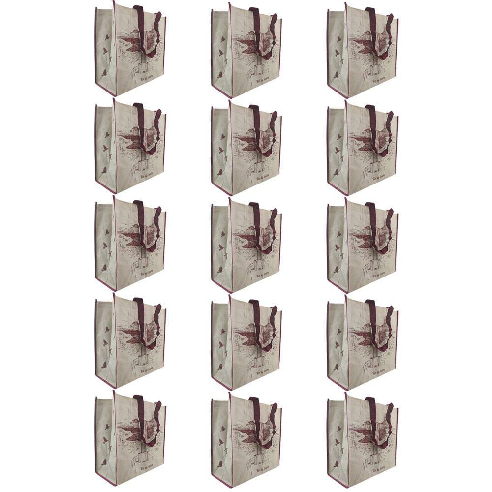 Bolsa Ecologica Kit 15 Unidades Sacola Ecobag de Ombro Reutilizavel Multiuso Dobravel Alça Compras Mercado Resistente Lavavel Pratica