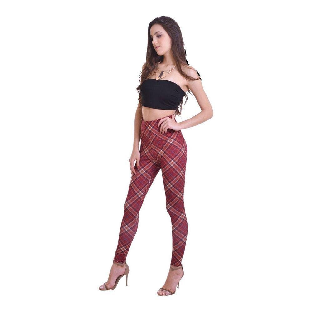 Calça Legging Fitness Cintura Alta Power Suplex Xadrez