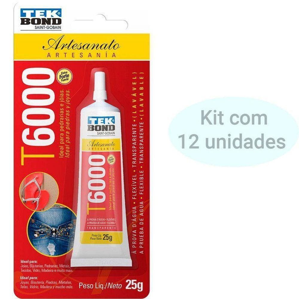 Cola Adesiva Artesanato T6000 25g TekBond 12 Unidades