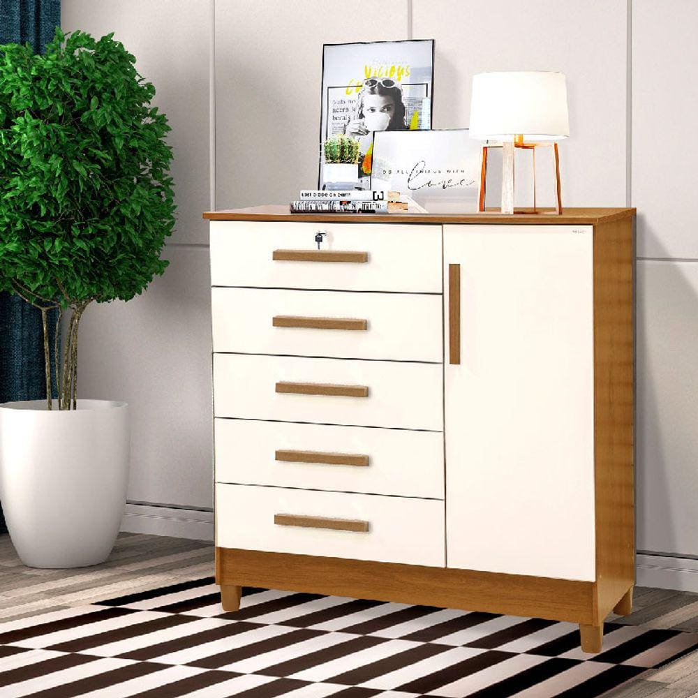 Comoda Para Quarto Vitória 1 Porta E 5 Gavetas