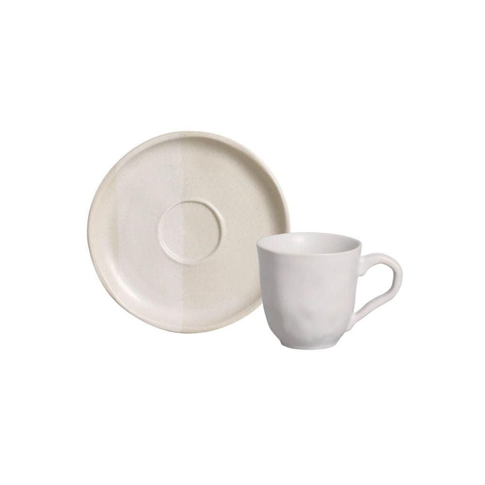 Jogo Xícara Café C/ Píres Cerâmica Bio Frappé 120ml Kit 6 Un