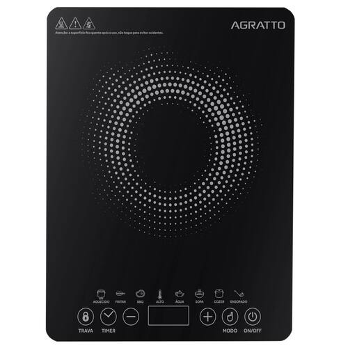 imagem-Fogão Cooktop de Indução Uma Boca Elétrico Toch Screen Display Digital Timer Agratto Acki01i - 220V