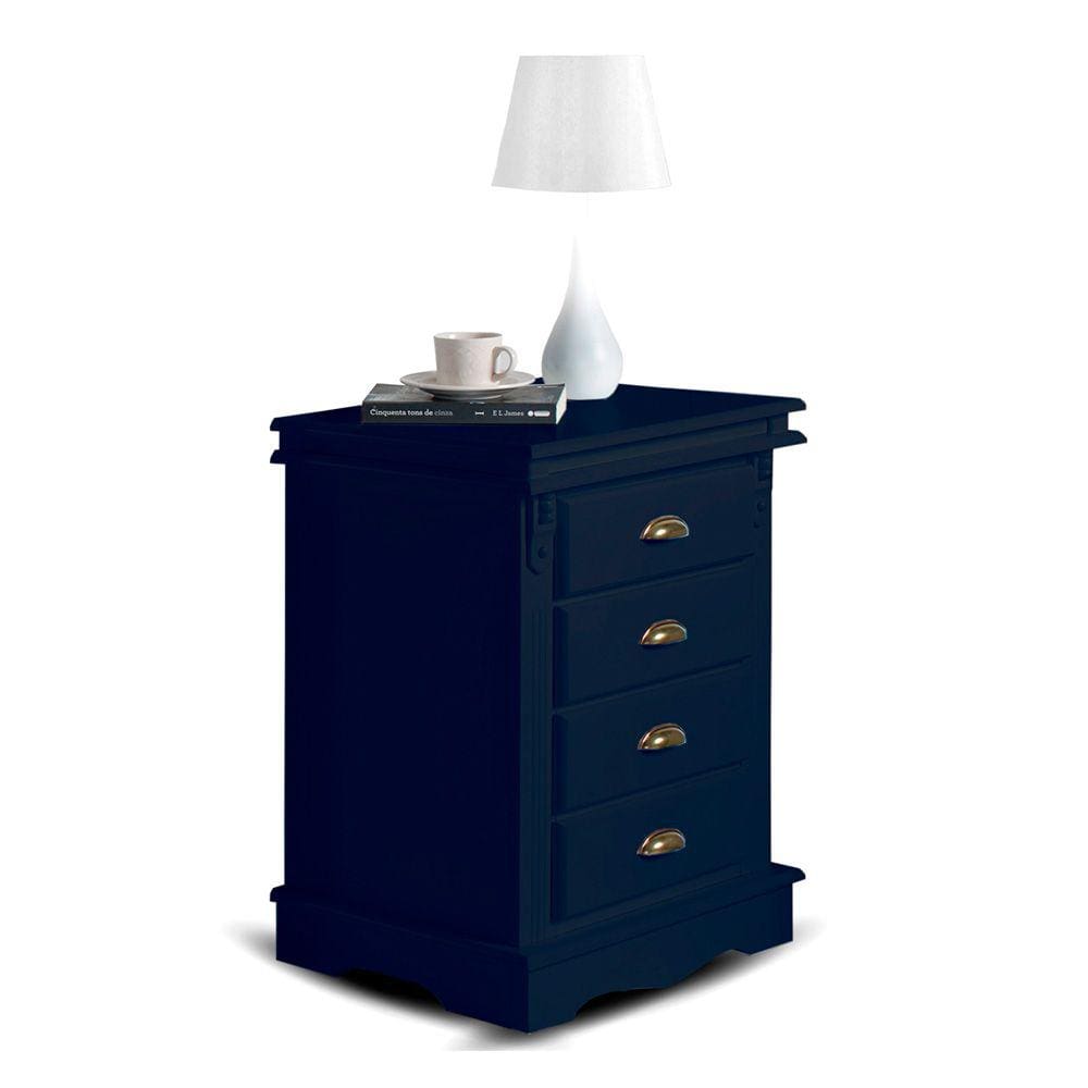 Mesa de Cabeceira 4 Gavetas Manchester 2044 Linz Móveis - Azul Petróleo