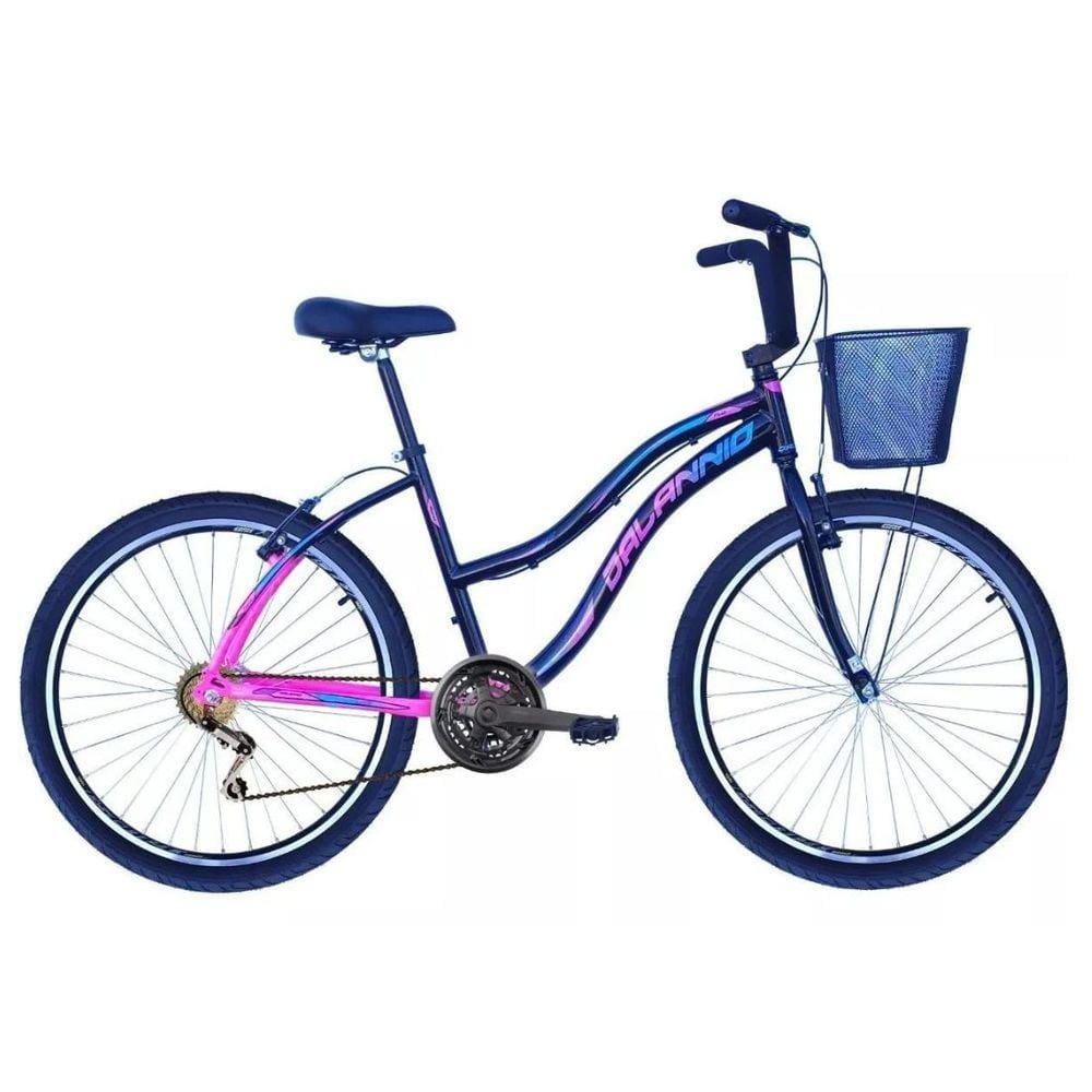 Bicicleta Feminina Aro 26 18V Beach em Alumínio Preto com Rosa