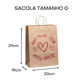 25 Sacolas Amor Kraft G Atacado Envio Rapido