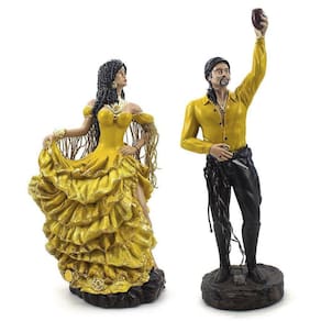 Kit Imagem Casal Cigano Luxo Amarelo Resina Médio