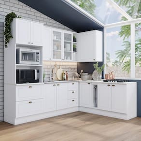 Cozinha Completa 7 Peças com Balcão e Tampo para Cooktop Emily Branco HP