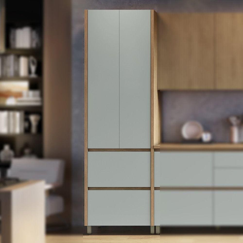 Paneleiro 2 Portas 2 Gavetas 70cm 100% MDF Rainha Marrom/Verde