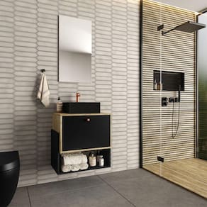 Conjunto de Banheiro Suspenso 60cm C0063506 Carvalho Cartagena/Preto
