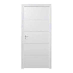 Kit Porta de Madeira 210x90cm Frisada Laqueada Direita Moldufama Branco