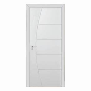 Kit Porta de Madeira 210x90cm Frisada Laqueada Esquerda Moldufama Branco