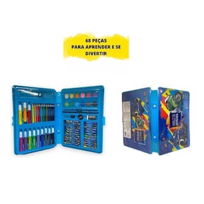 Maleta Estojo De Pintura Artística Infantil 68 Peças Azul