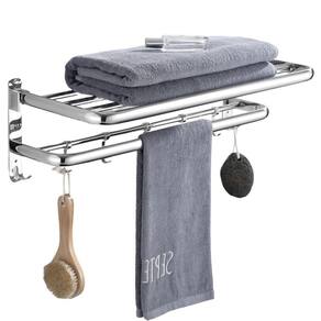 Suporte Aço Inox Porta Toalha Banho Ajustável Toalheiro Com Ganchos