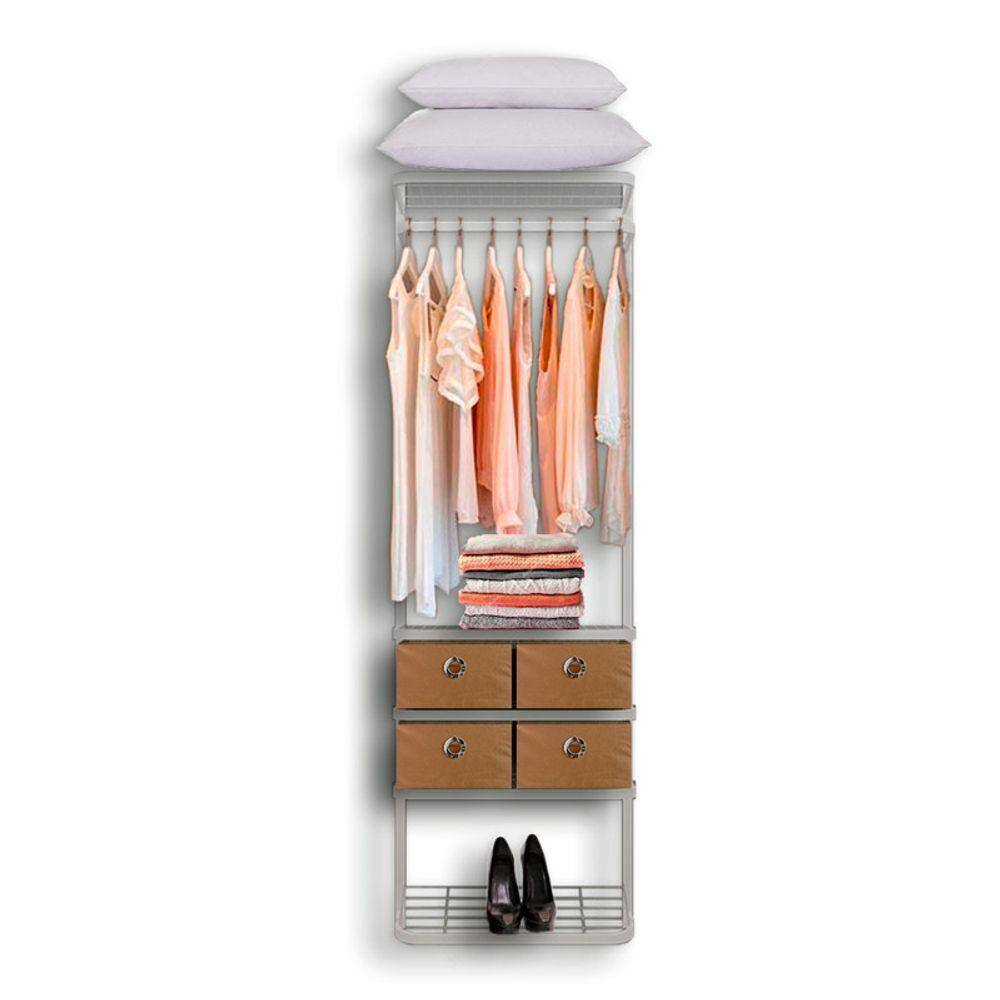 Cabideiro Arara Closet Casal Prateleira Aço Aramado - 0,70m BR
