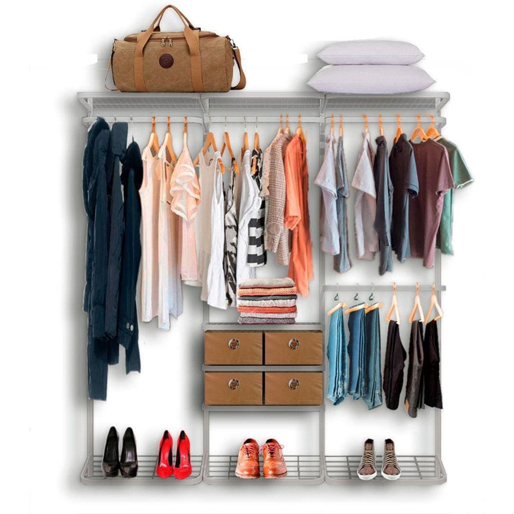 Cabideiro Arara Closet Casal Prateleira Aço Aramado - 1,90m BR