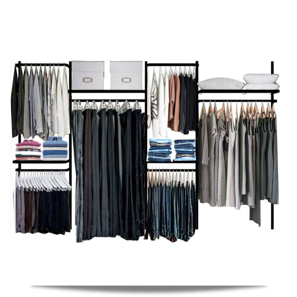 Closet arara aramado trilho parede super resistente moderno 3,10 PT