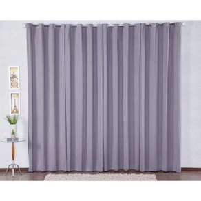 Cortina De Malha 200X160 Com Ilhós Sala De Jantar - Cinza