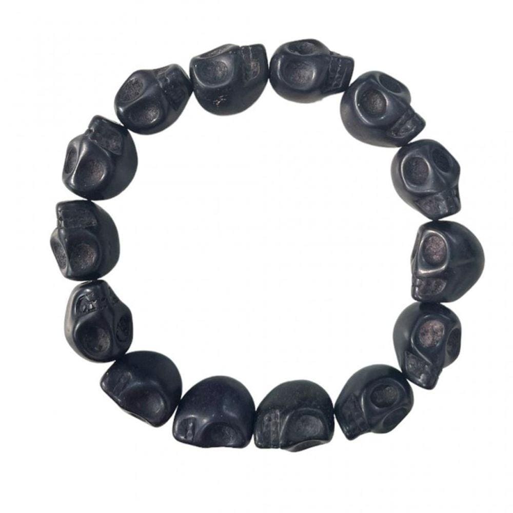 Pulseira Resina Caveira Crânio Negro 8 mm