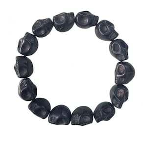 Pulseira Resina Caveira Crânio Negro 8 mm