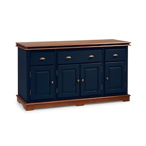 Balcão Buffet 4 Portas 3 Gavetas Manchester 2048 Linz Móveis - Azul Petróleo/Imbuia Glazer