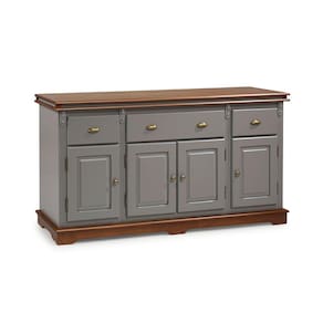 Balcão Buffet 4 Portas 3 Gavetas Manchester 2048 Linz Móveis - Cinza/Imbuia Glazer