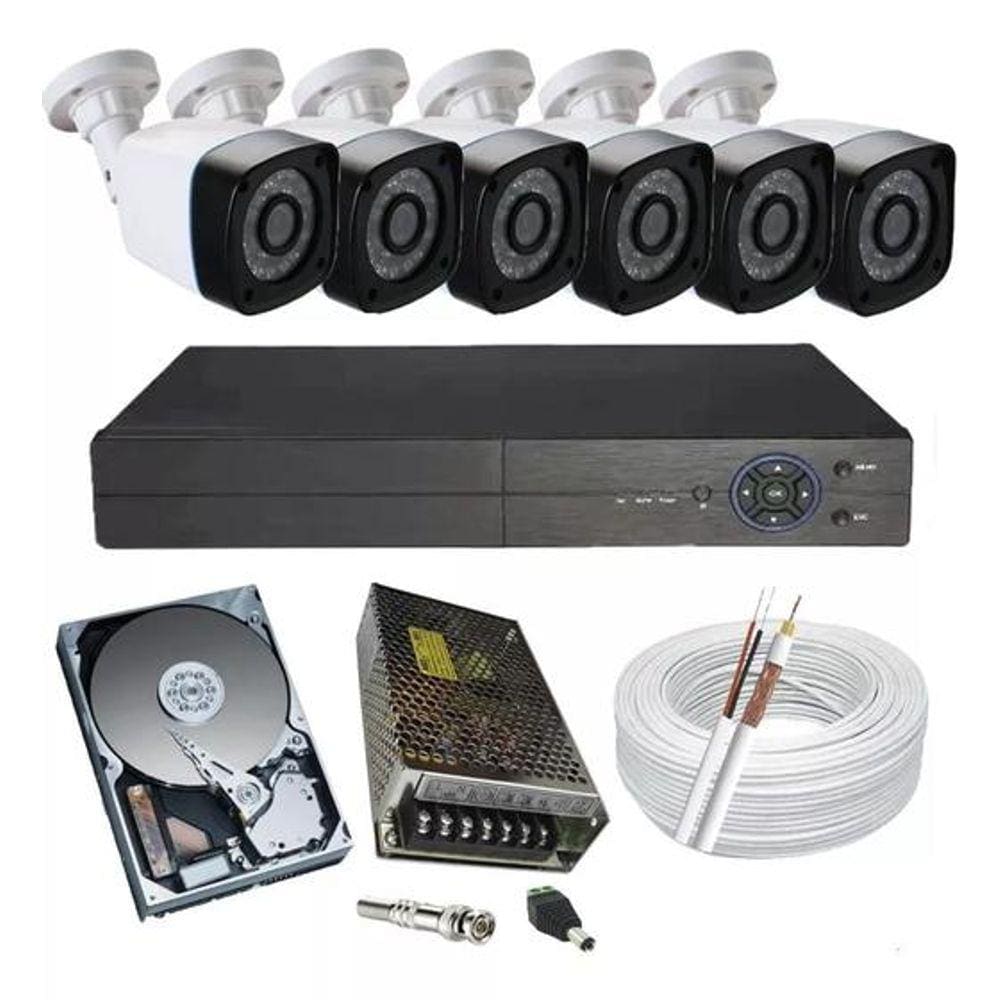 Kit Cftv 6 Câmeras Segurança 2mp 1080p 20m Dvr Full Hd 8 Ch