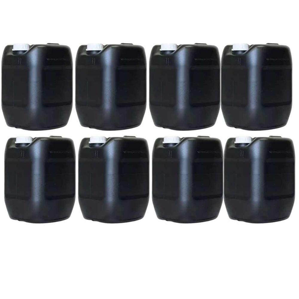 Kit 08 Galão de 20 Litros Plástico Preto Virgem com Tampa com Lacre