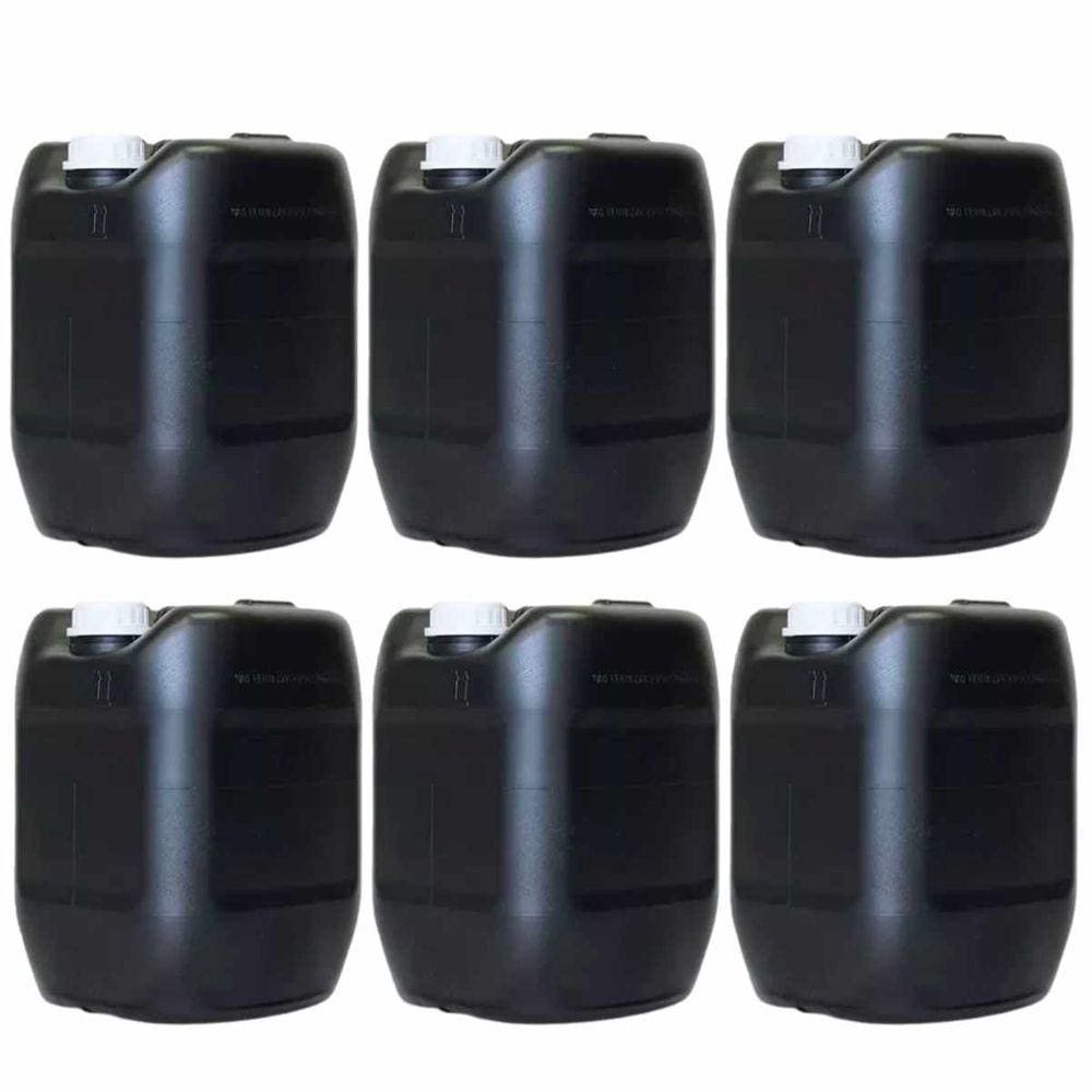Kit 06 Galão de 20 Litros Plástico Preto Virgem com Tampa com Lacre