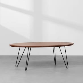 Mesa de Centro Pali Oval Amêndoa e Preto – 39x65x116cm
