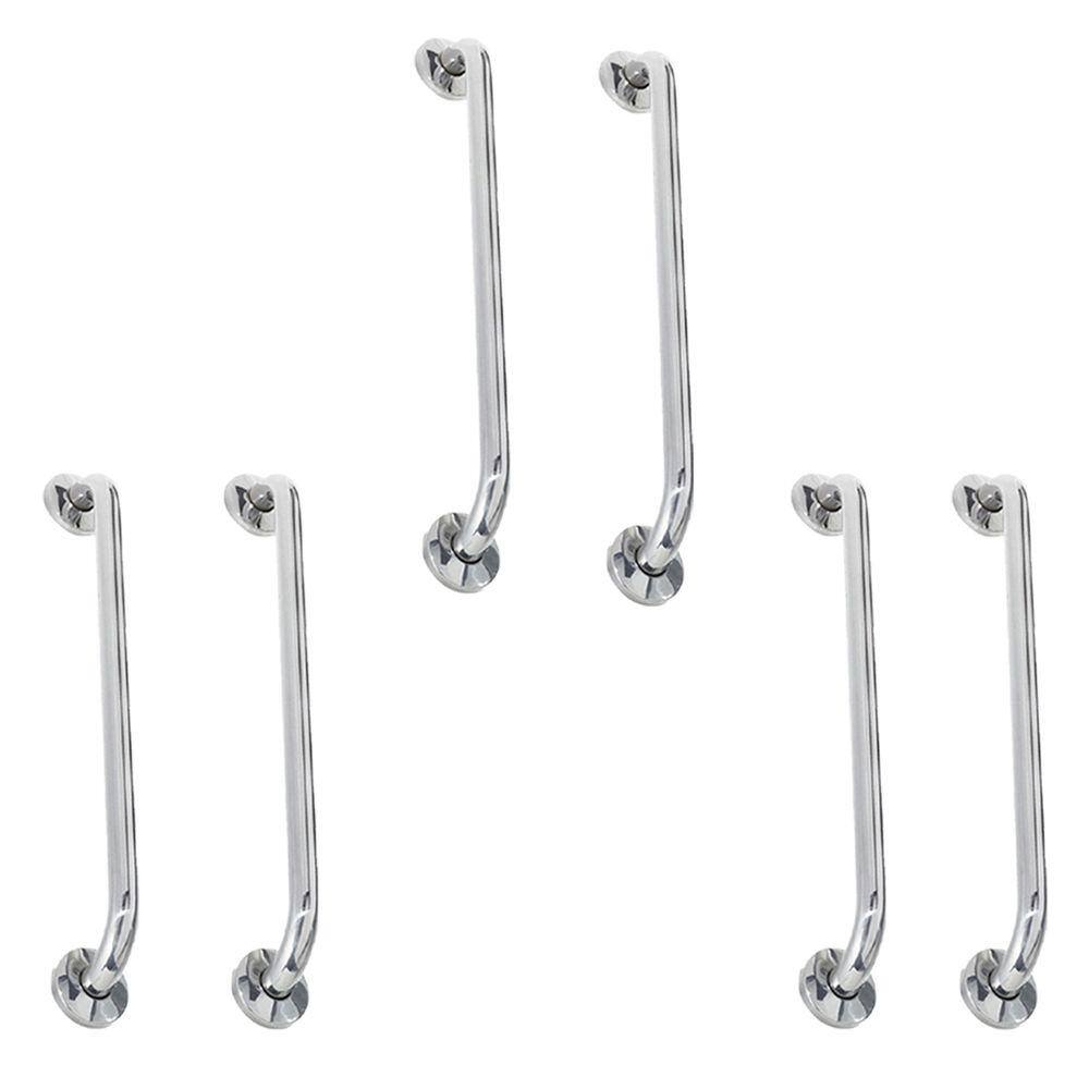 Alça de Apoio Inox Barra 60cm Kit 6 Unidades Acessibilidade Segurança Idoso Banheiro Box Parede Corrimao Suporte Anti Queda