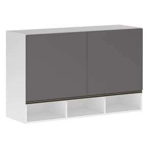 Armário 120cm 2 Portas C/Nicho Branco Polar C/Cinza Puro