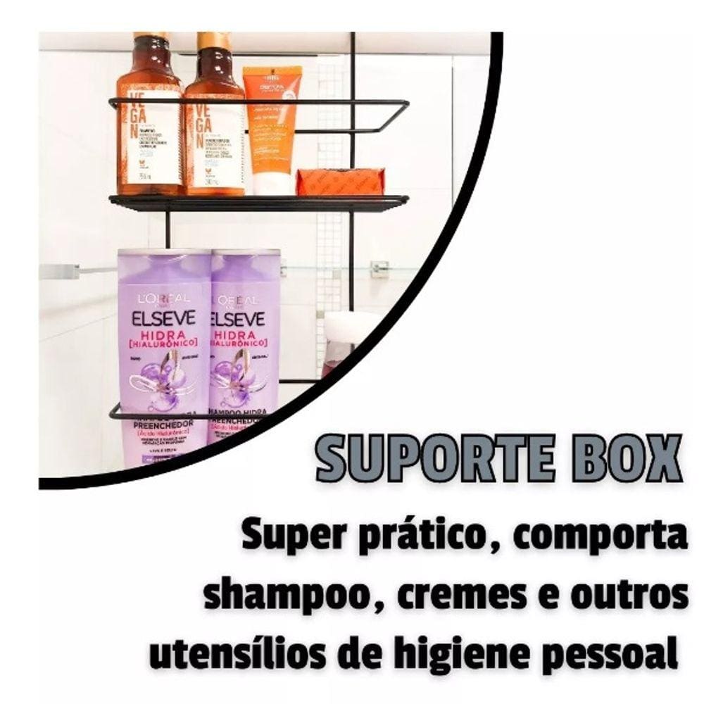Suporte Duplo Porta Shampoo Encaixe Box Banheiro Organizador