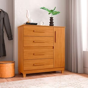 Cômoda para Quarto 4 Gavetas e 1 Porta Victoria Nature