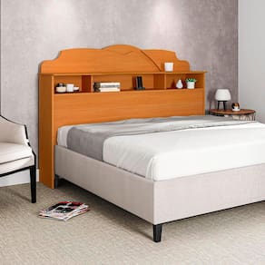 Cabeceira Casal Cama Box Queen 1,60m com Nicho Cristal - Nature