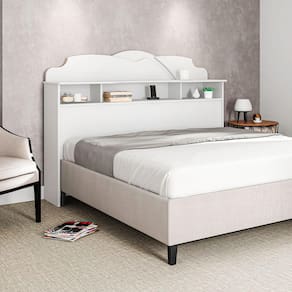 Cabeceira de Casal Cama Box Queen 1,60m com Nicho Cristal Branco
