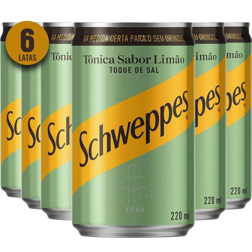 Schweppes Sabor Limão Com Toque De Sal 220Ml 6 Latas