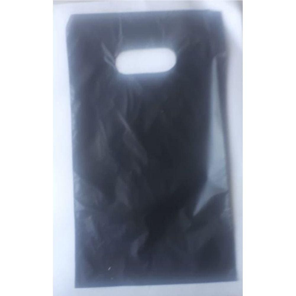 Sacola de Plástico 15x25 cm Alça Vazada Lisa 100 un Preto