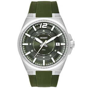 Relógio ORIENT masculino verde prata silicone MBSP1034 E2EX
