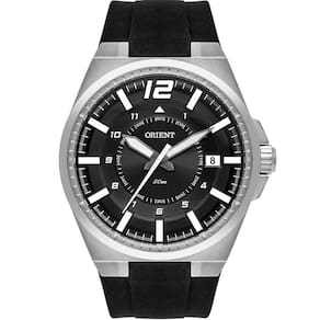 Relógio ORIENT masculino prata preto silicone MBSP1034 G2PX