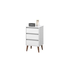Mesa de Cabeceira Retro Wood Branco - EJ Móveis
