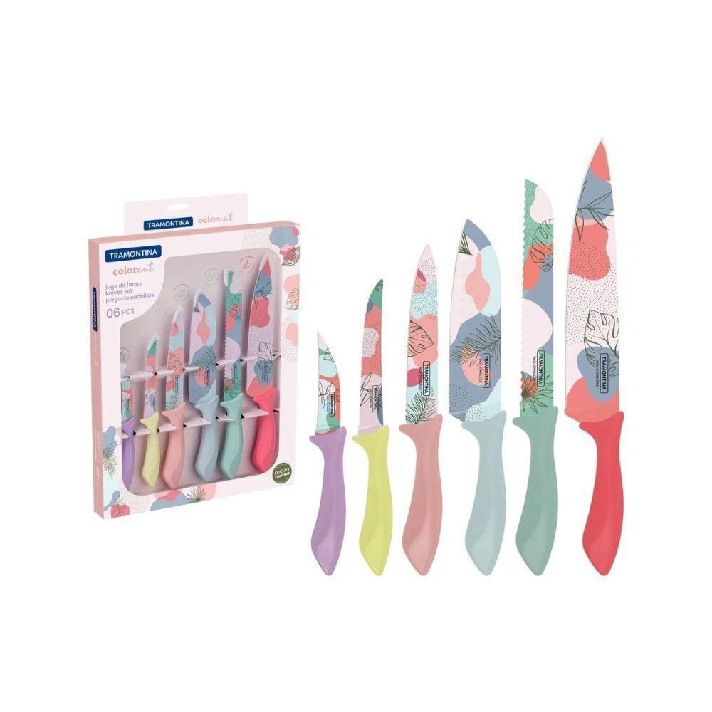 Jogo Facas 6 Peças Tramontina Colorcut 23099732 Coloridas