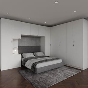 Guarda Roupa Modulado de Canto 12 Portas 6 Peças 1 Mesa de Cabeceira Hera CabeCasa MadeiraMadeira Branco Geada