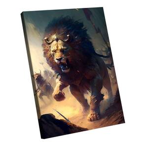 Quadro Leão Gladiador Br Artes Pequeno 60x40