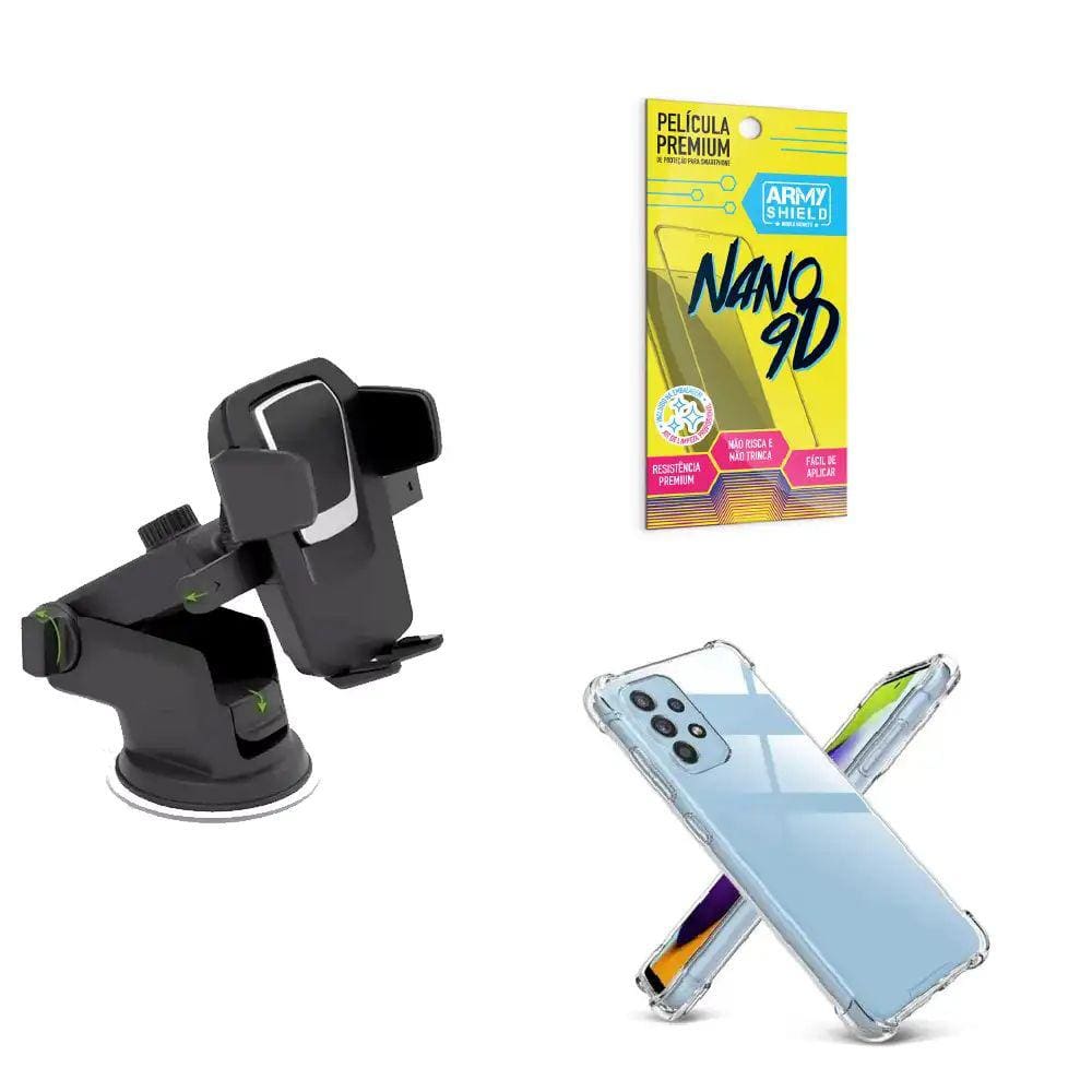 Kit Capinha Anti Shock Samsung A54 + Suporte Veicular Premium + Película de Cerâmica 9D