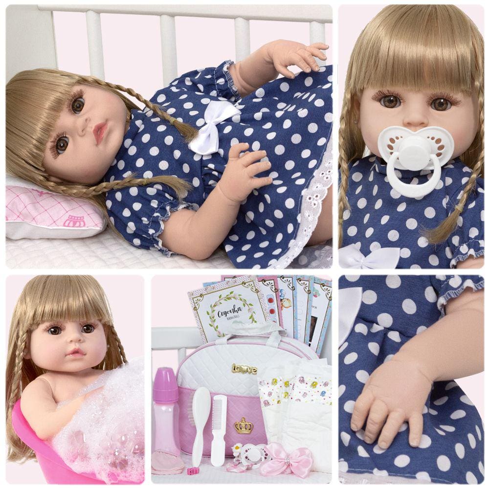 Bebe Reborn Princesa Silicone + Carrinho De Passeio Luxo