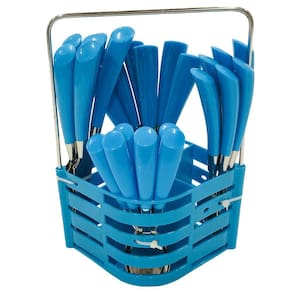 Conjunto de Talheres c/ Dispenser 24 Peças Azul - Jiale