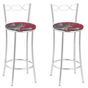 Kit 2 Banquetas Cromadas Bc51-b E509 Cromado/Vermelho