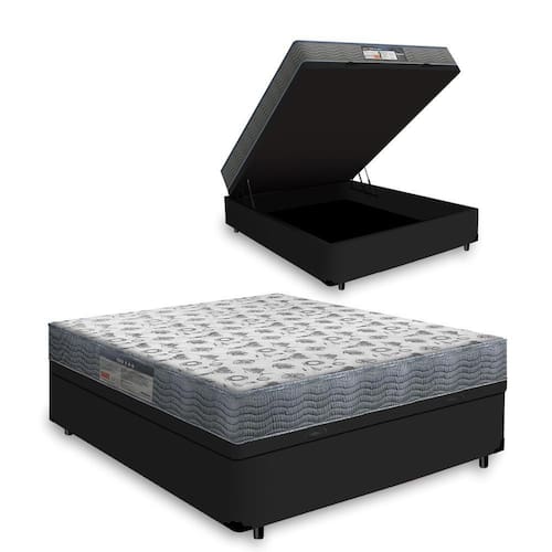 imagem-Cama Box Com Baú Casal + Colchão D33 Ortobom Iso 100 138cm - Preto 