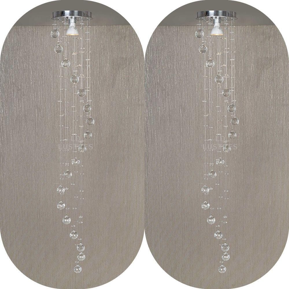 Kit 02 Lustre Em Cristais Para Quarto Lavabo Com Até 1,50m