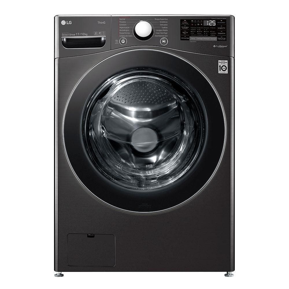 Lava e Seca LG 17 Kg Smart Com Conectividade Wi-Fi LG Thinq Aço Escovado Preto WD17BV2S6B